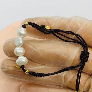 TOUS Vermeil Silver TOUS Black Nudos Bracelet with pearls 18kt yellow gold